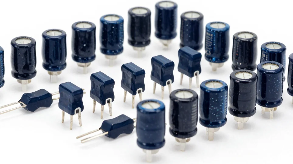 Clean editorial macro product photograph of passive electronic co